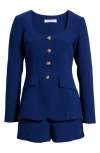 Amanda Uprichard Kya Long Sleeve Romper In Navy