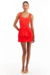 Amanda Uprichard Kya Sleeveless Romper Minidress In Crimson
