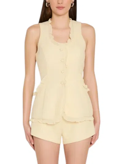 Amanda Uprichard Kya Ruffle Top In Cornsilk In Gold