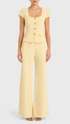 Amanda Uprichard Kya Short Sleeve Top In Cornsilk In Yellow