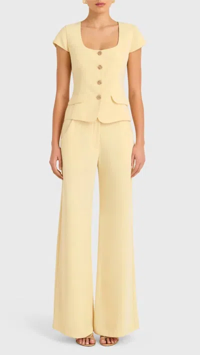 Amanda Uprichard Kya Short Sleeve Top In Cornsilk In Yellow