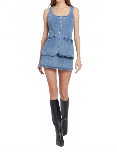 Amanda Uprichard Kya Skort Romper In Denim In Blue