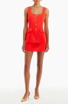 Amanda Uprichard Kya Sleeveless Romper Minidress In Crimson