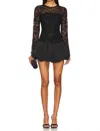 Amanda Uprichard Lacey Long Sleeve Lace Skort Romper In Black In Black