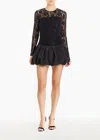 Amanda Uprichard Lacey Long Sleeve Lace Skort Romper In Black In Black