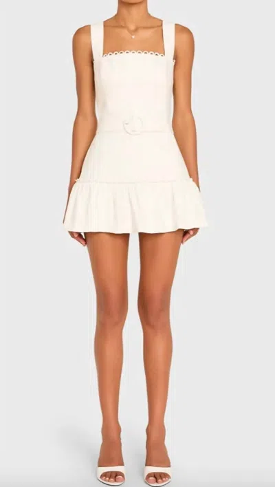Amanda Uprichard Lena Belted Waist Romper In Ivory In Multi