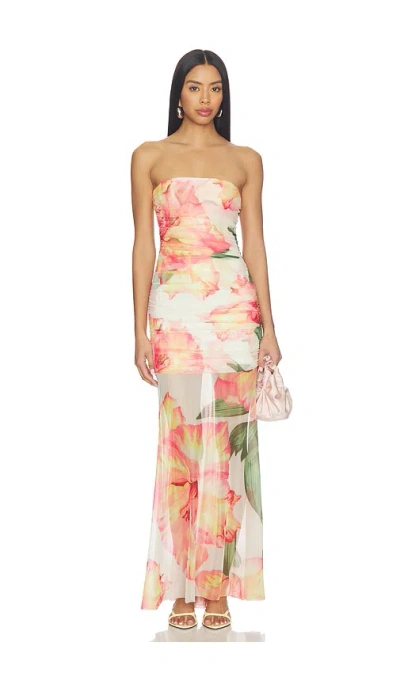 Amanda Uprichard Leo Floral Ruched Strapless Maxi Dress In Multi