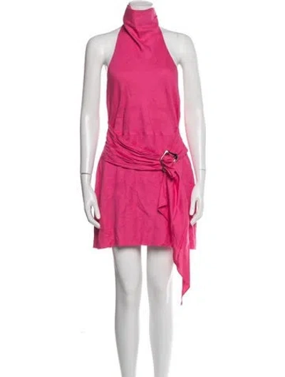 Pre-owned Amanda Uprichard Linen Mini Dress In Pink