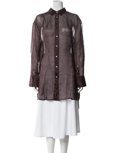 Pre-owned Amanda Uprichard Long Sleeve Blouse In Brown