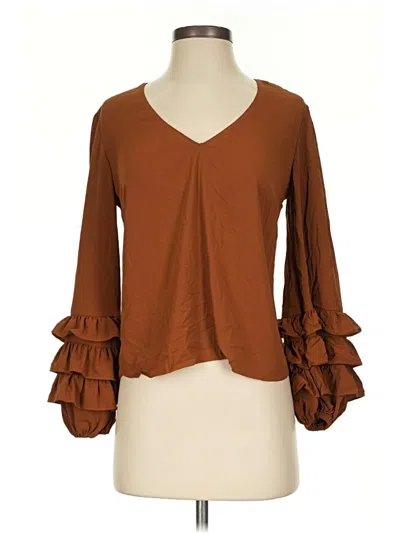 Pre-owned Amanda Uprichard Long Sleeve Blouse In Brown
