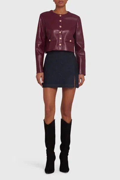 Amanda Uprichard Long Sleeve Braswell Jacket In Burgundy