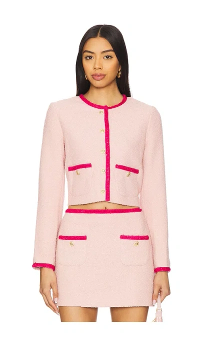 Amanda Uprichard Long Sleeve Braswell Jacket In Light Pink & Pink
