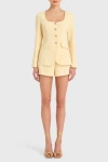 Amanda Uprichard Long Sleeve Kya Romper In Cornsilk