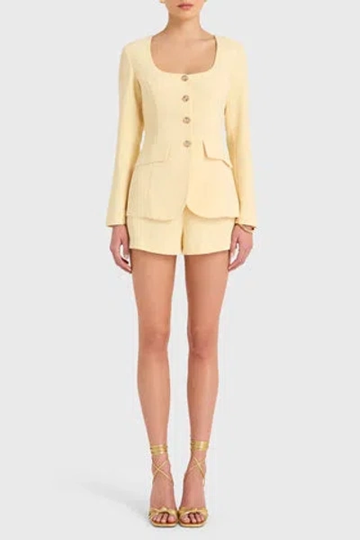 Amanda Uprichard Long Sleeve Kya Romper In Cornsilk