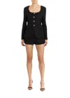Amanda Uprichard Kya Long Sleeve Tweed Romper In Black In Black