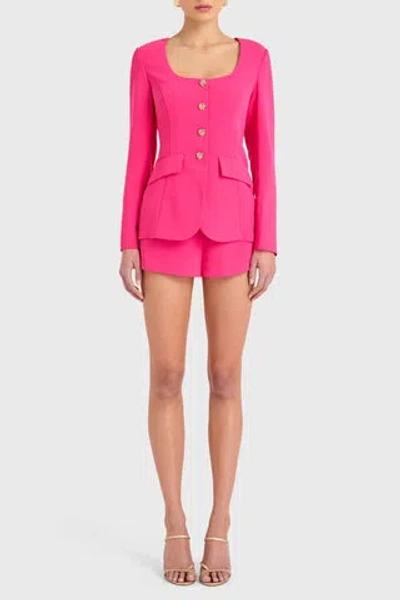 Amanda Uprichard Long Sleeve Kya Romper In Viva