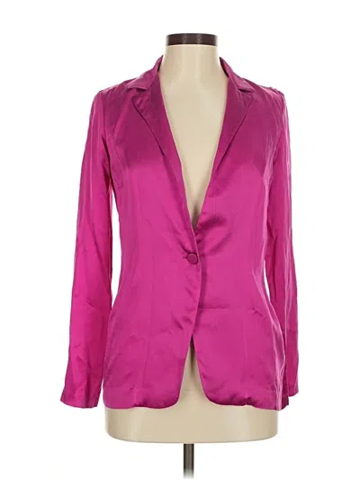 Pre-owned Amanda Uprichard Long Sleeve Silk Top Pink Plunge Neckline Tops
