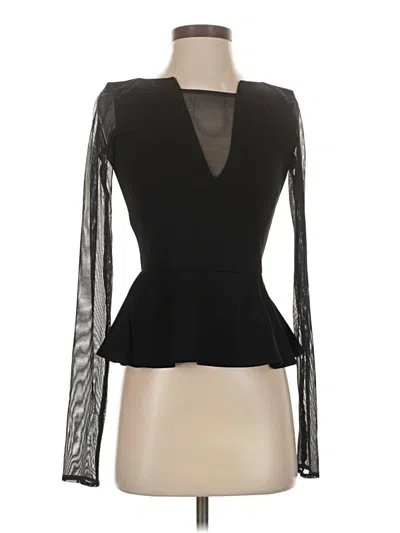 Pre-owned Amanda Uprichard Long Sleeve Top Black Plunge Neckline Tops