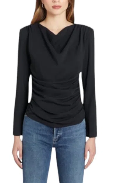 Amanda Uprichard Long Sleeves Fersia Top In Blk In Multi