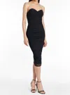 Amanda Uprichard Strapless Lopez Midi Dress In Mesh Black In Black