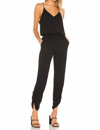 Amanda Uprichard Lowell Ruched Hem Cropped Jumpsuit In Black