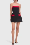 Amanda Uprichard Lucienne Skort Romper In Black,ruby