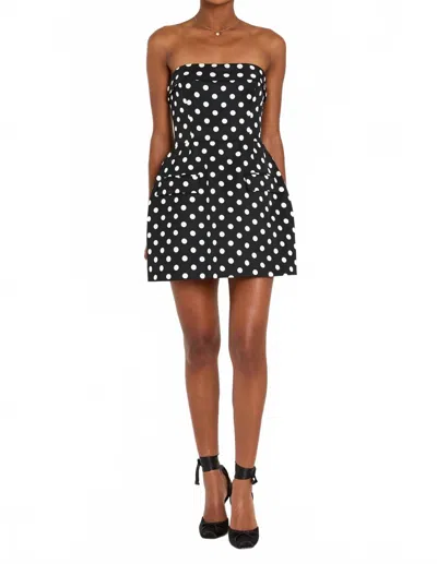 Amanda Uprichard Lucienne Skort Romper Dress In Polka Dot In Black