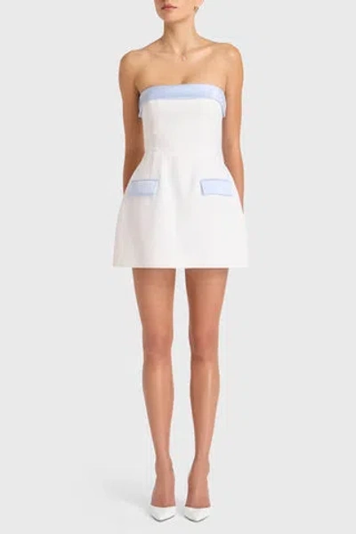 Amanda Uprichard Lucienne Skort Romper In Ivory,powder Blue