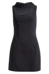 Amanda Uprichard Lucina Mock Neck Cocktail Shift Dress In Black