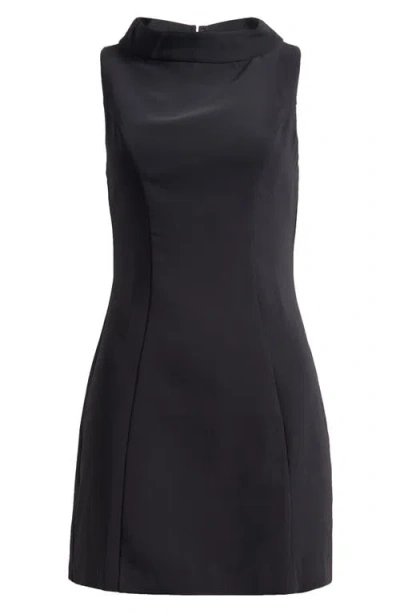 Amanda Uprichard Lucina Mock Neck Cocktail Shift Dress In Black