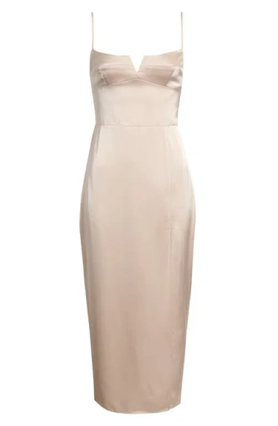 Amanda Uprichard Lyra Bustier Bodice Satin Pencil Dress In Pink