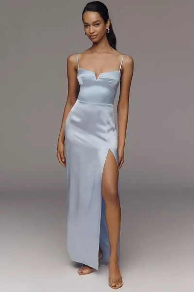 Amanda Uprichard Lyra Satin Maxi Dress In Blue