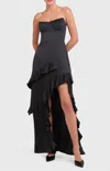 Amanda Uprichard Magnolia Silk Maxi Dress In Black