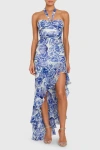 Amanda Uprichard Marabou Ruffle Halter High-low Cocktail Dress