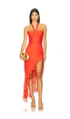 Amanda Uprichard Marabou Dress In Orange