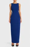 Amanda Uprichard Marbella Low Scoop Back Maxi Dress In Navy In Blue