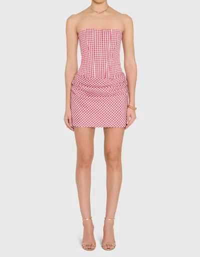Amanda Uprichard Mariah Mini Dress In Red And White Gingham In Pink
