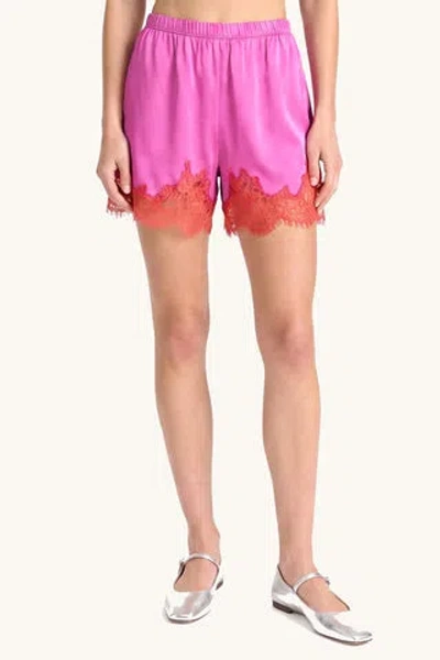 Amanda Uprichard Mariko Silk Shorts In Aster Crimson
