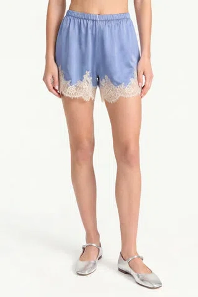 Amanda Uprichard Mariko Silk Shorts In Baby Blue Ivory