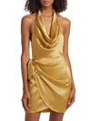 Amanda Uprichard Women's Martine Silk Halterneck Minidress In Gold