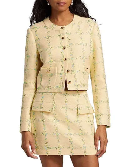AMANDA UPRICHARD MAVEN CHECK TWEED JACKET IN YELLOW