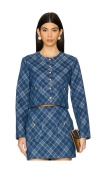 Amanda Uprichard Maven Jacket In Argyle Denim