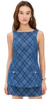 Amanda Uprichard Maven Skort Romper Argyle Denim In Argyle Denim