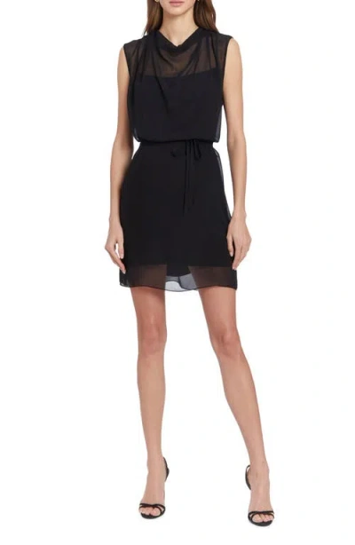 Amanda Uprichard Melby Sleeveless Chiffon Minidress In Black