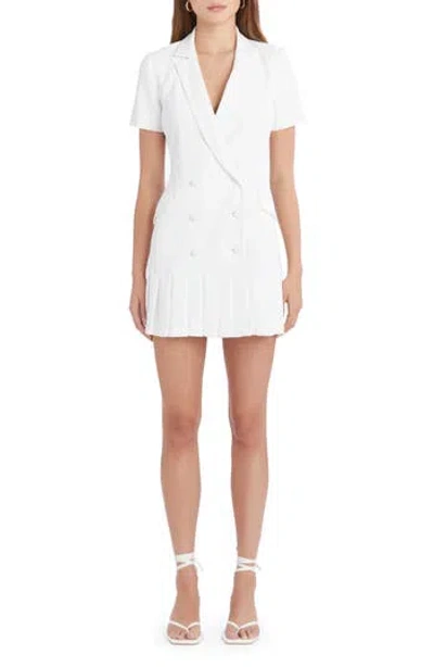 Amanda Uprichard Mesha Pleated Tuxedo Minidress In Ivory