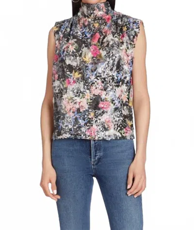 Amanda Uprichard Middleton Sequin Sleeveless Top In Night Garden Floral In Multi