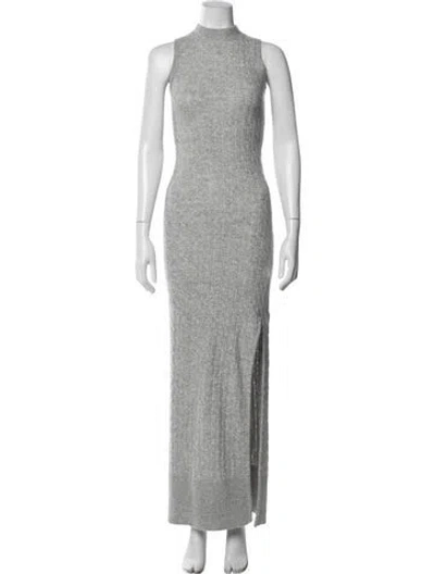 Pre-owned Amanda Uprichard Mock Neck Long Dress In Gray