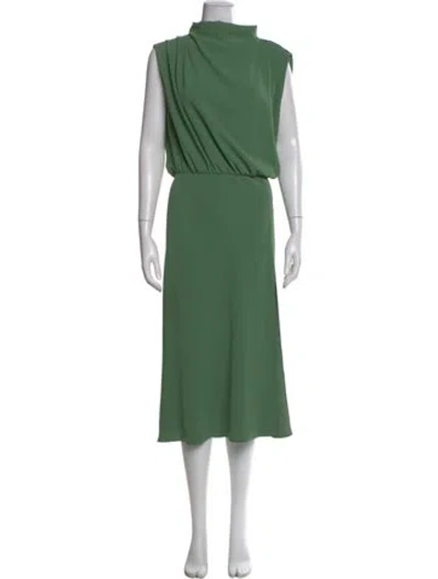 Pre-owned Amanda Uprichard Mock Neck Long Dress In Green