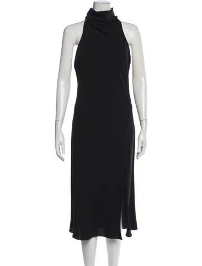 Pre-owned Amanda Uprichard Mock Neck Midi Length Dress In Black