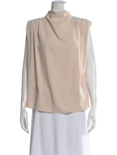 Pre-owned Amanda Uprichard Mock Neck Sleeveless Blouse In Neutral
